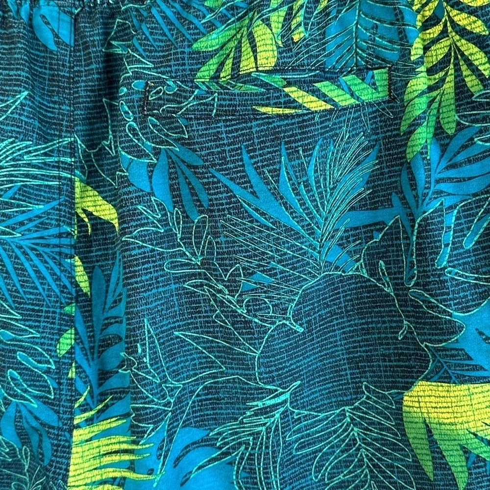 ZeroXPosur Tropical Leaf Print Drawstring Waist Swim Shorts Sz L
